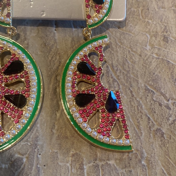 Sugarfix Baublebar Watermelon Need For Seed Earrings Goldtone Statement Pearl - Picture 6 of 10